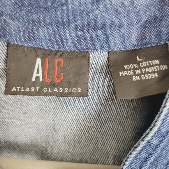 ALC Sz Large Denim Jean Jacket Blue Medium Wash Women's Casual Wear Fall Winter - Picture 7 of 11